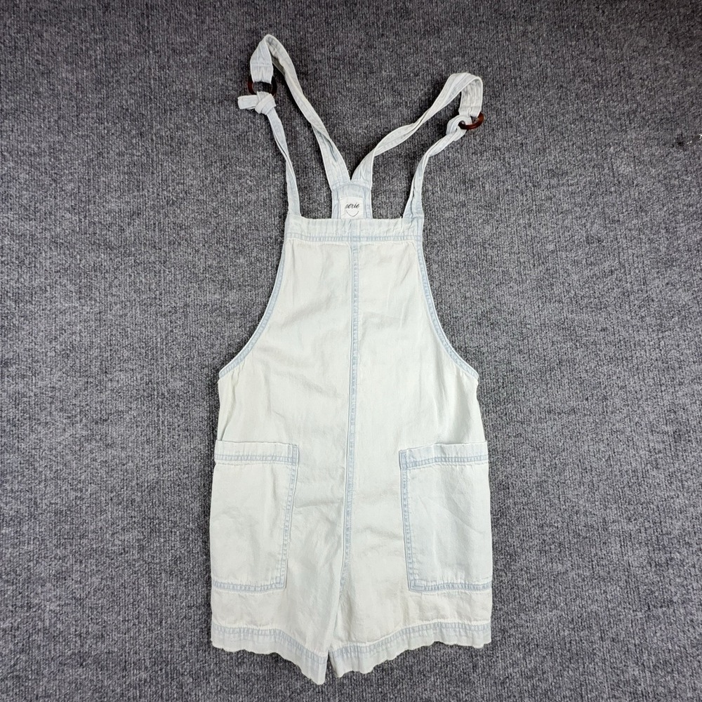 Aerie Romper Womens XS Light Wash Blue Denim Overall Shortalls Tie Straps